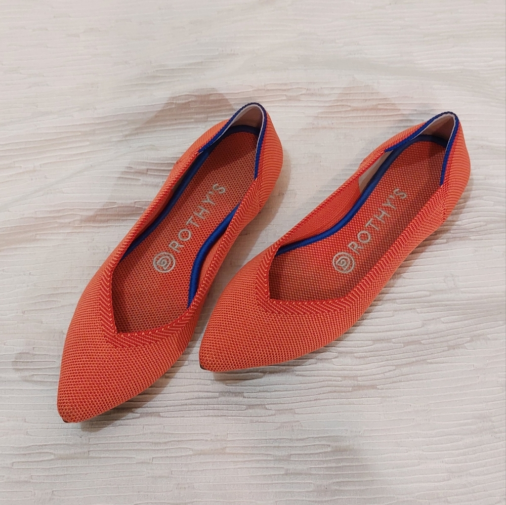 Orange Rothy's Pointed Toe Flats Size 7 - Picture 8 of 13